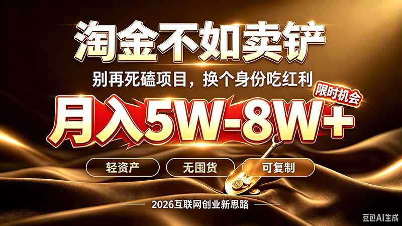 (20152期)别再傻乎乎埋头跑项目!互联网真正赚钱逻辑:做卖铲人,拒绝当韭菜,逆风翻盘月入5‑8W+-佳梦网创 - 网创副业项目资源站