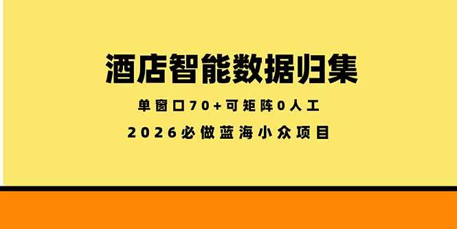 (18500期)酒店智能数据归集,小众蓝海已经稳定半年之久,单窗口70+零成本矩阵开干 (18500期)酒店智能数据归集,小众蓝海已经稳定半年之久,单窗口70+零成本矩阵开干