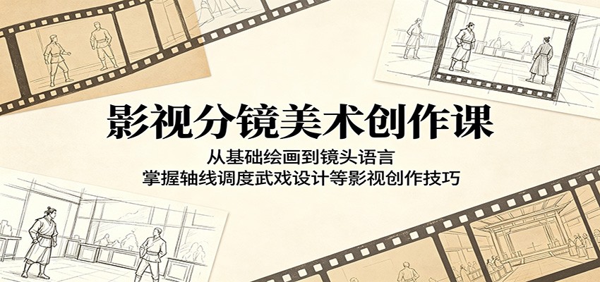 影视分镜美术创作课：从基础绘画到镜头语言，掌握轴线调度武戏设计等影视创作技巧 - 佳梦网创 - 网创副业项目资源站-佳梦网创 - 网创副业项目资源站