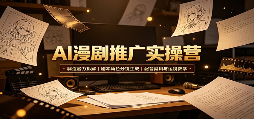 AI漫剧推广实操营：赛道潜力拆解，剧本角色分镜生成，配音剪辑与运镜教学 - 佳梦网创 - 网创副业项目资源站-佳梦网创 - 网创副业项目资源站