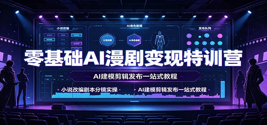 零基础AI漫剧变现特训营：小说改编剧本分镜实操，AI建模剪辑发布一站式教程 - 佳梦网创 - 网创副业项目资源站-佳梦网创 - 网创副业项目资源站