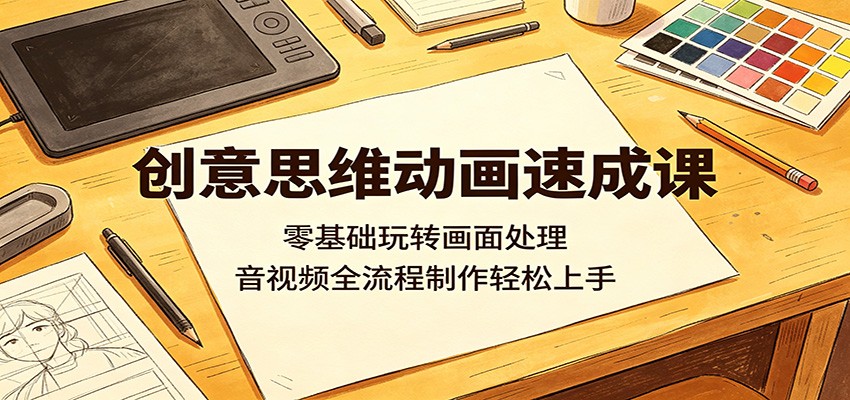 创意思维动画速成课：零基础玩转画面处理，音视频全流程制作轻松上手 - 佳梦网创 - 网创副业项目资源站-佳梦网创 - 网创副业项目资源站