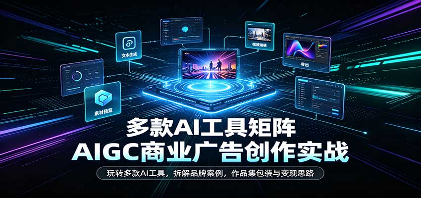 AIGC商业广告创作实战：玩转多款AI工具，拆解品牌案例，作品集包装与变现思路-佳梦网创 - 网创副业项目资源站