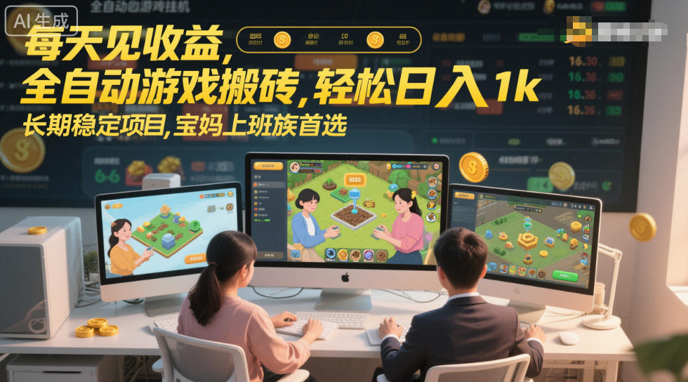 每天见收益，全自动游戏搬砖，轻松日入1k，长期稳定项目，宝妈上班族首选【揭秘】 - 佳梦网创 - 网创副业项目资源站-佳梦网创 - 网创副业项目资源站