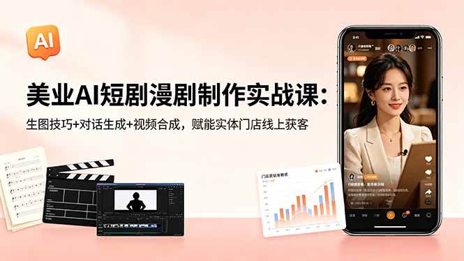 （18536期）美业AI短剧漫剧制作实战课：生图技巧+对话生成+视频合成，赋能实体门店线上获客 - 佳梦网创 - 网创副业项目资源站-佳梦网创 - 网创副业项目资源站