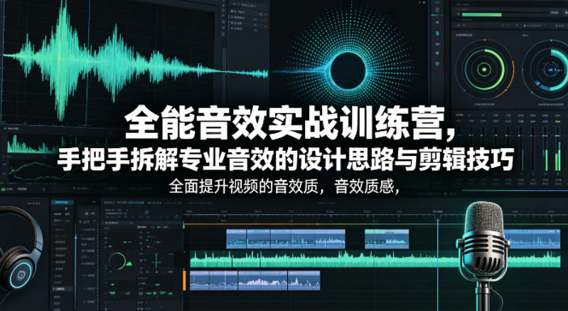 全能音效实战训练营，手把手拆解专业音效的设计思路与剪辑技巧，全面提升视频的音效质感 - 佳梦网创 - 网创副业项目资源站-佳梦网创 - 网创副业项目资源站