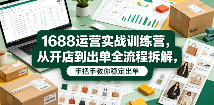 1688运营实战训练营，从开店到出单全流程拆解，手把手教你稳定出单（更新0620）-佳梦网创 - 网创副业项目资源站