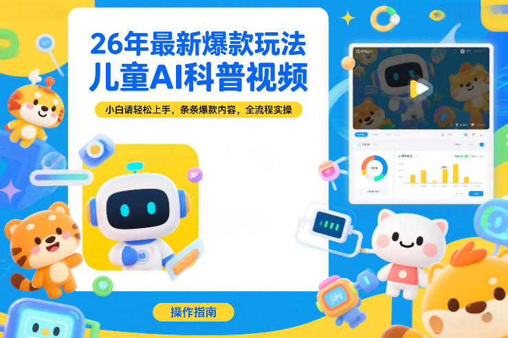 26年最新爆款玩法,儿童AI科普视频,小白请轻松上手,条条爆款内容,全流程实操