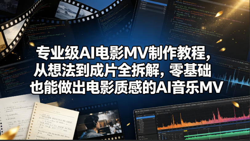 专业级AI电影MV制作教程,从想法到成片全拆解,零基础也能做出电影质感的AI音乐MV 专业级AI电影MV制作教程,从想法到成片全拆解,零基础也能做出电影质感的AI音乐MV