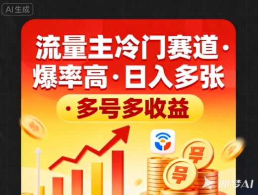 流量主冷门赛道,爆率高,日入多张,多号多收益-佳梦网创 - 网创副业项目资源站