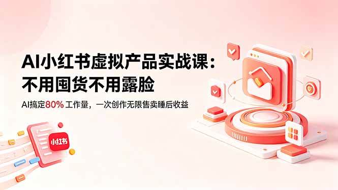 (18818期)AI小红书虚拟产品实战课-更新:不用囤货不用露脸,AI搞定80%工作量,一次创作无限售卖睡后收益 (18818期)AI小红书虚拟产品实战课-更新:不用囤货不用露脸,AI搞定80%工作量,一次创作无限售卖睡后收益