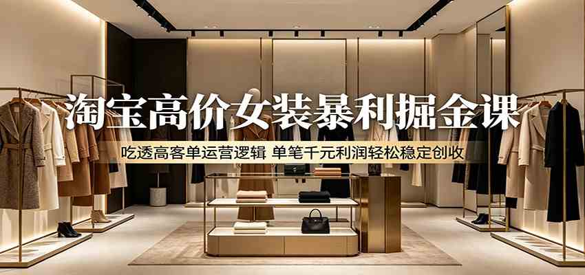 淘宝高价女装暴利掘金课:吃透高客单运营逻辑,单笔千元利润轻松稳定创收 淘宝高价女装暴利掘金课:吃透高客单运营逻辑,单笔千元利润轻松稳定创收