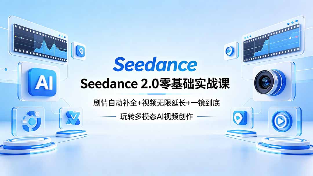 Seedance 2.0零基础实战课：剧情自动补全+视频无限延长+一镜到底：玩转多模态AI视频创作 - 佳梦网创 - 网创副业项目资源站-佳梦网创 - 网创副业项目资源站