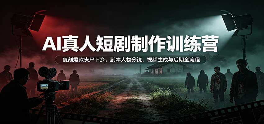 AI真人短剧制作训练营:复刻爆款丧尸下乡,剧本人物分镜,视频生成与后期全流程-佳梦网创 - 网创副业项目资源站