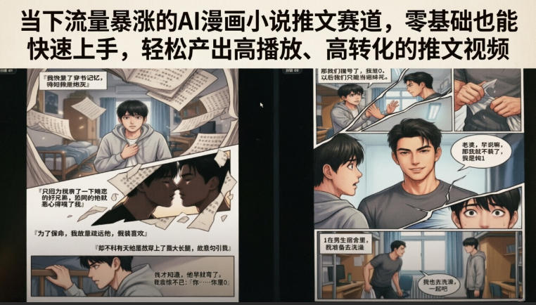 当下流量暴涨的AI漫画小说推文赛道，零基础也能快速上手，轻松产出高播放、高转化的推文视频 - 佳梦网创 - 网创副业项目资源站-佳梦网创 - 网创副业项目资源站