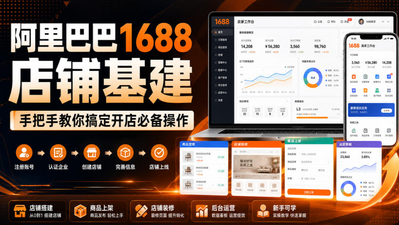 阿里巴巴1688店铺基建，手把手教你搞定开店必备操作（更新8月） - 佳梦网创 - 网创副业项目资源站-佳梦网创 - 网创副业项目资源站