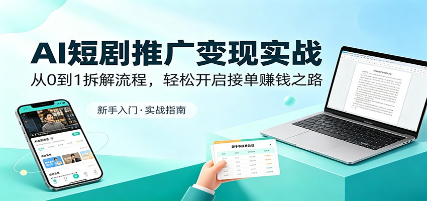 AI短剧推广变现实战：从0到1拆解流程，轻松开启接单赚钱之路 - 佳梦网创 - 网创副业项目资源站-佳梦网创 - 网创副业项目资源站