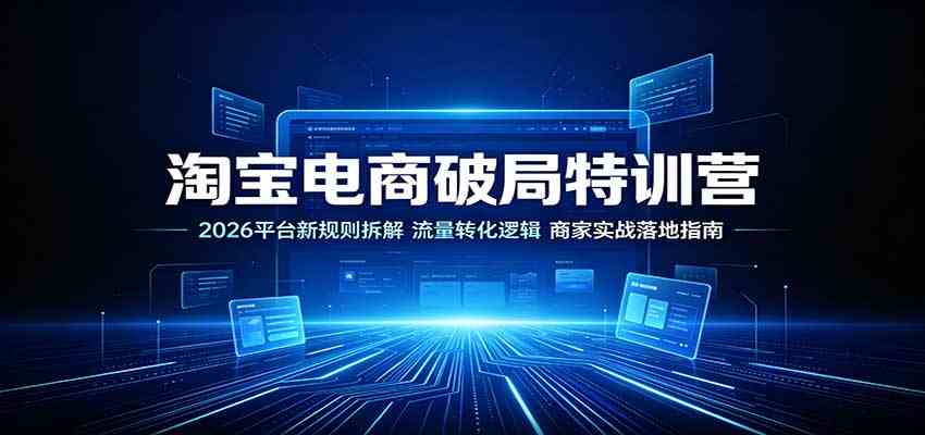 淘宝电商破局特训营：2026平台新规则拆解，流量转化逻辑，商家实战落地指南-佳梦网创 - 网创副业项目资源站