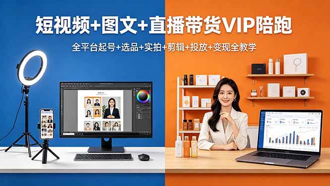 (18319期)短视频+图文+直播带货VIP陪跑,全平台起号+选品+实拍+剪辑+投放+变现全教学 (18319期)短视频+图文+直播带货VIP陪跑,全平台起号+选品+实拍+剪辑+投放+变现全教学