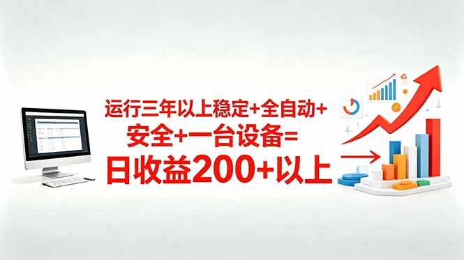 三年以上稳定+全自动+安全+一台设备=日收益200+ - 佳梦网创 - 网创副业项目资源站-佳梦网创 - 网创副业项目资源站