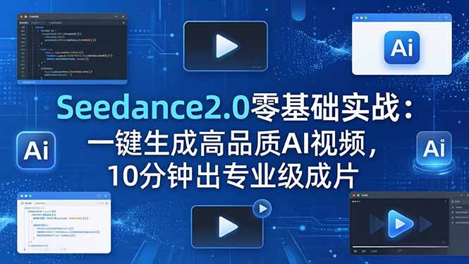 Seedance2.0零基础实战：一键生成高品质AI视频，10分钟出专业级成片 - 佳梦网创 - 网创副业项目资源站-佳梦网创 - 网创副业项目资源站