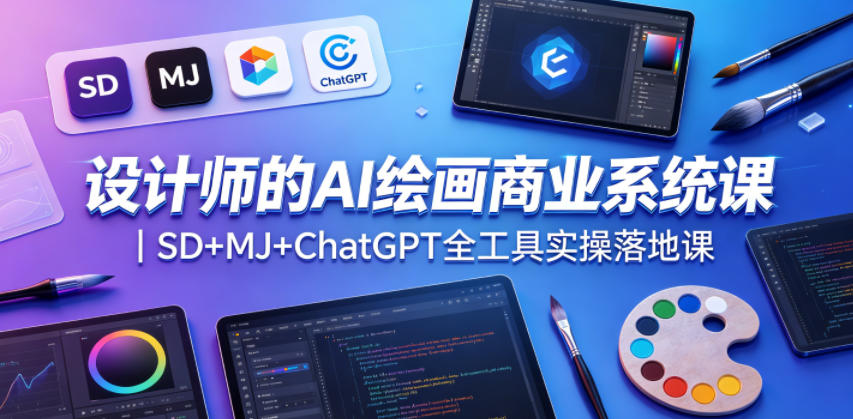 设计师的AI绘画商业系统课｜SD+MJ+ChatGPT全工具实操落地课 - 佳梦网创 - 网创副业项目资源站-佳梦网创 - 网创副业项目资源站