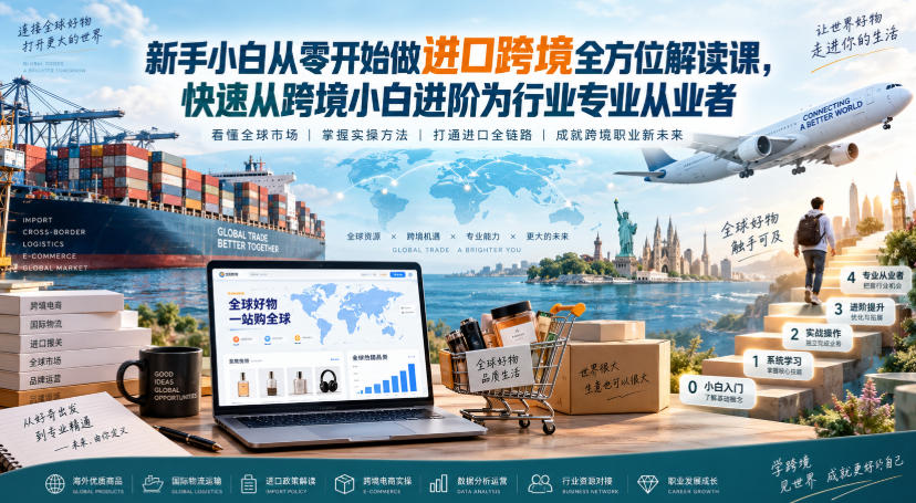 新手小白从零开始做进口跨境全方位解读课，快速从跨境小白进阶为行业专业从业者-佳梦网创 - 网创副业项目资源站
