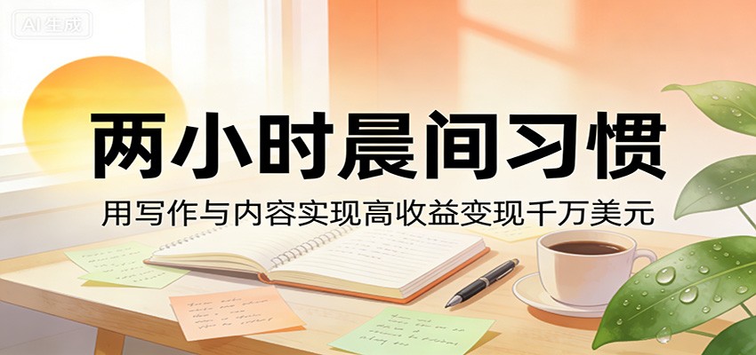 付费文章：两小时晨间习惯，用写作与内容实现高收益变现千万美元 - 佳梦网创 - 网创副业项目资源站-佳梦网创 - 网创副业项目资源站