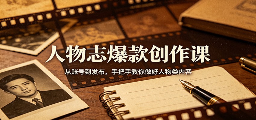 人物志爆款创作课：从账号到发布，手把手教你做好人物类内容 - 佳梦网创 - 网创副业项目资源站-佳梦网创 - 网创副业项目资源站