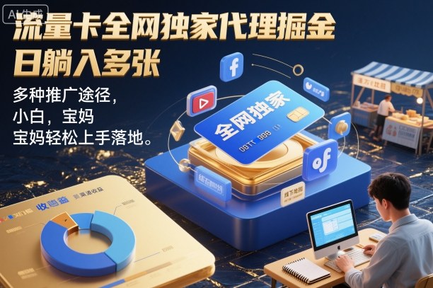 流量卡全网独家代理掘金，日躺入多张，多种推广途径，小白，宝妈轻松上手落地 - 佳梦网创 - 网创副业项目资源站-佳梦网创 - 网创副业项目资源站