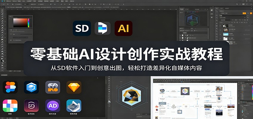 零基础AI设计创作实战教程：从SD软件入门到创意出图，轻松打造差异化自媒体内容 - 佳梦网创 - 网创副业项目资源站-佳梦网创 - 网创副业项目资源站
