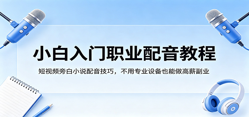 小白入门职业配音教程，短视频旁白小说配音技巧，不用专业设备也能做高薪副业 - 佳梦网创 - 网创副业项目资源站-佳梦网创 - 网创副业项目资源站