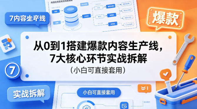 从0到1搭建爆款内容生产线，7大核心环节实战拆解（小白可直接套用） - 佳梦网创 - 网创副业项目资源站-佳梦网创 - 网创副业项目资源站