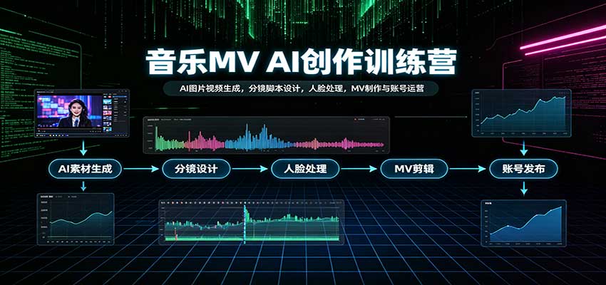 音乐MV AI创作训练营:AI图片视频生成,分镜脚本设计,人脸处理,MV制作与账号运营-佳梦网创 - 网创副业项目资源站