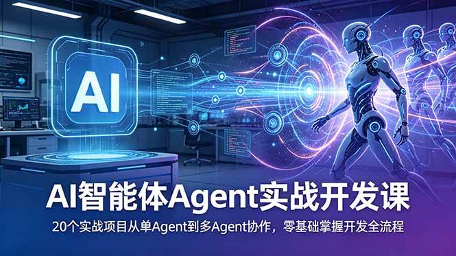 （18983期）AI智能体Agent实战开发课：20个实战项目从单Agent到多Agent协作，零基础掌握开发全流程-佳梦网创 - 网创副业项目资源站