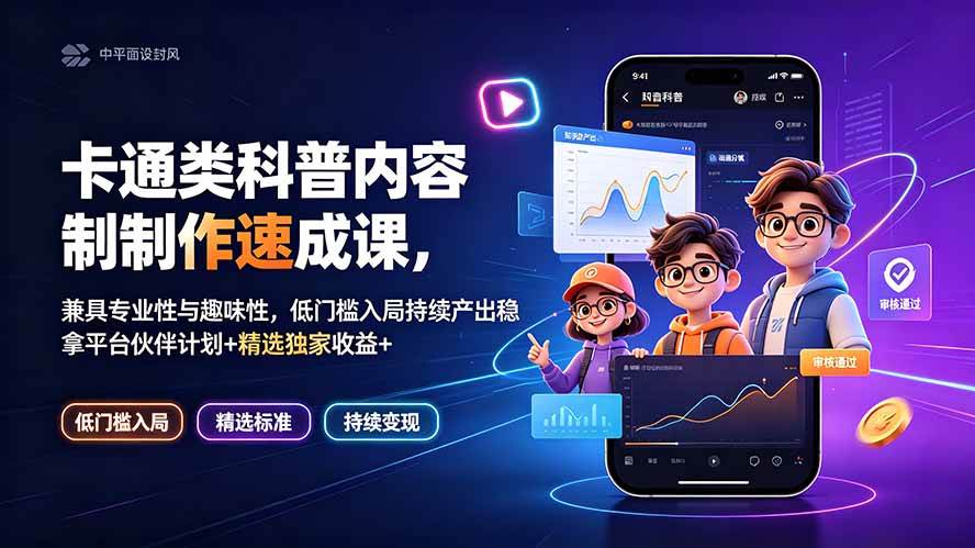 (19234期)卡通类科普内容制作速成课,兼具专业性与趣味性,低门槛入局持续产出稳拿平台伙伴计划+精选独家收益 (19234期)卡通类科普内容制作速成课,兼具专业性与趣味性,低门槛入局持续产出稳拿平台伙伴计划+精选独家收益