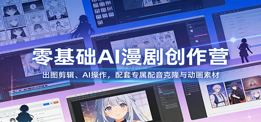 零基础AI漫剧创作营：出图剪辑、AI操作，配套专属配音克隆与动画素材 - 佳梦网创 - 网创副业项目资源站-佳梦网创 - 网创副业项目资源站