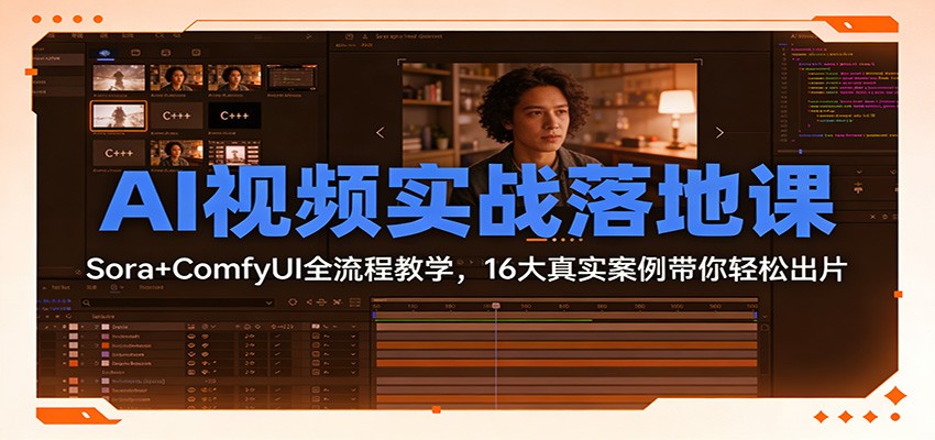 AI视频实战落地课：Sora+ComfyUI全流程教学，16大真实案例带你轻松出片-佳梦网创 - 网创副业项目资源站