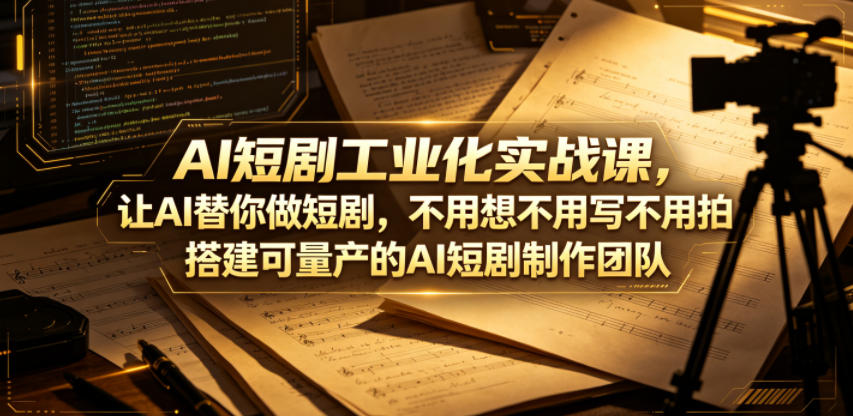 AI短剧工业化实战课，让AI替你做短剧，不用想不用写不用拍，搭建可量产的AI短剧制作团队 - 佳梦网创 - 网创副业项目资源站-佳梦网创 - 网创副业项目资源站