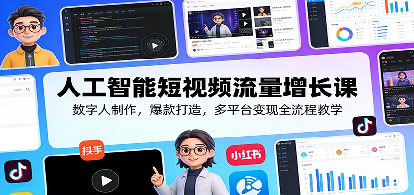 人工智能短视频流量增长课：数字人制作，爆款打造，多平台变现全流程教学 - 佳梦网创 - 网创副业项目资源站-佳梦网创 - 网创副业项目资源站