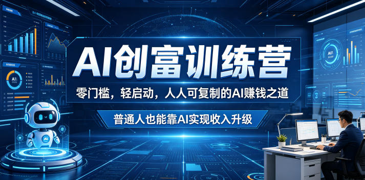 AI创富训练营，零门槛，轻启动，人人可复制的AI賺钱之道，普通人也能靠AI实现收入升级-佳梦网创 - 网创副业项目资源站