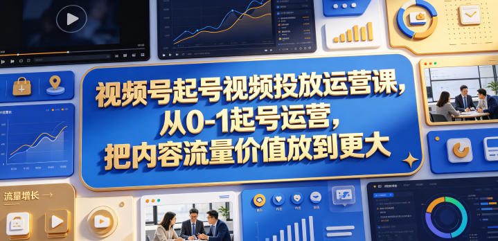 视频号起号视频投放运营课,从0-1起号运营,把内容流量价值放到更大-佳梦网创 - 网创副业项目资源站
