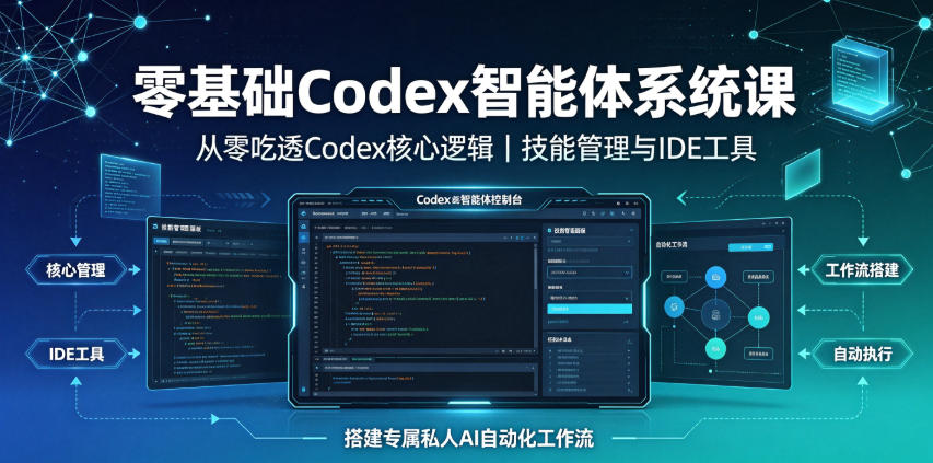 零基础Codex智能体系统课｜从零吃透Codex核心逻辑、技能管理与IDE工具，搭建专属私人AI自动化工作流 - 佳梦网创 - 网创副业项目资源站-佳梦网创 - 网创副业项目资源站