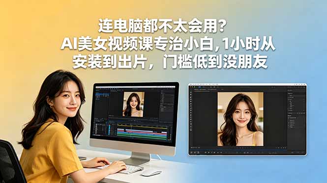 连电脑都不太会用？AI美女视频课专治小白，1小时从安装到出片，门槛低到没朋友 - 佳梦网创 - 网创副业项目资源站-佳梦网创 - 网创副业项目资源站