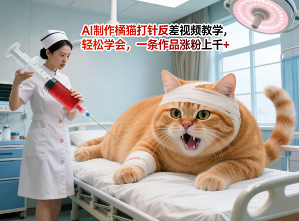 AI制作橘猫打针反差视频教学，轻松学会，一条作品涨粉上千+ - 佳梦网创 - 网创副业项目资源站-佳梦网创 - 网创副业项目资源站