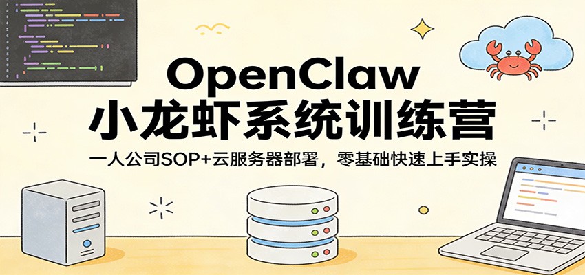 OpenClaw小龙虾系统训练营：一人公司SOP，云服务器部署，零基础快速上手实操 - 佳梦网创 - 网创副业项目资源站-佳梦网创 - 网创副业项目资源站