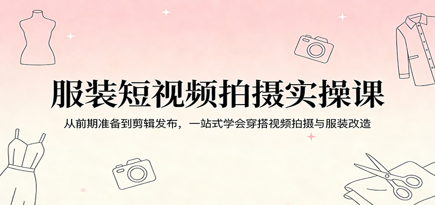服装短视频拍摄实操课：从前期准备到剪辑发布，一站式学会穿搭视频拍摄与服装改造 - 佳梦网创 - 网创副业项目资源站-佳梦网创 - 网创副业项目资源站