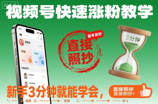 视频号快速涨粉教学，新手3分钟就能学会，直接照抄！ - 佳梦网创 - 网创副业项目资源站-佳梦网创 - 网创副业项目资源站