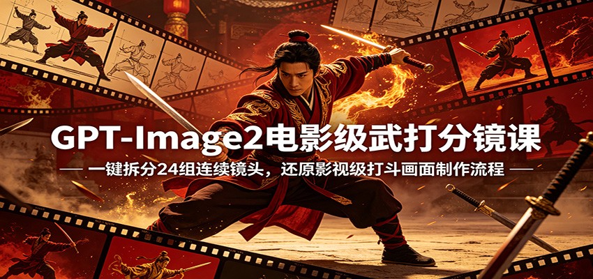 GPT-Image2电影级武打分镜课：一键拆分24组连续镜头，还原影视级打斗画面制作流程-佳梦网创 - 网创副业项目资源站