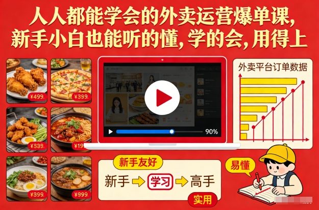 人人都能学会的外卖运营爆单课，新手小白也能听的懂，学的会，用得上 - 佳梦网创 - 网创副业项目资源站-佳梦网创 - 网创副业项目资源站